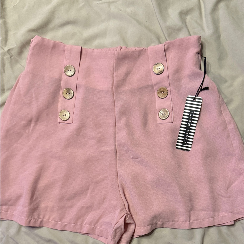 Haute Monde Light Pink High Waist Shorts